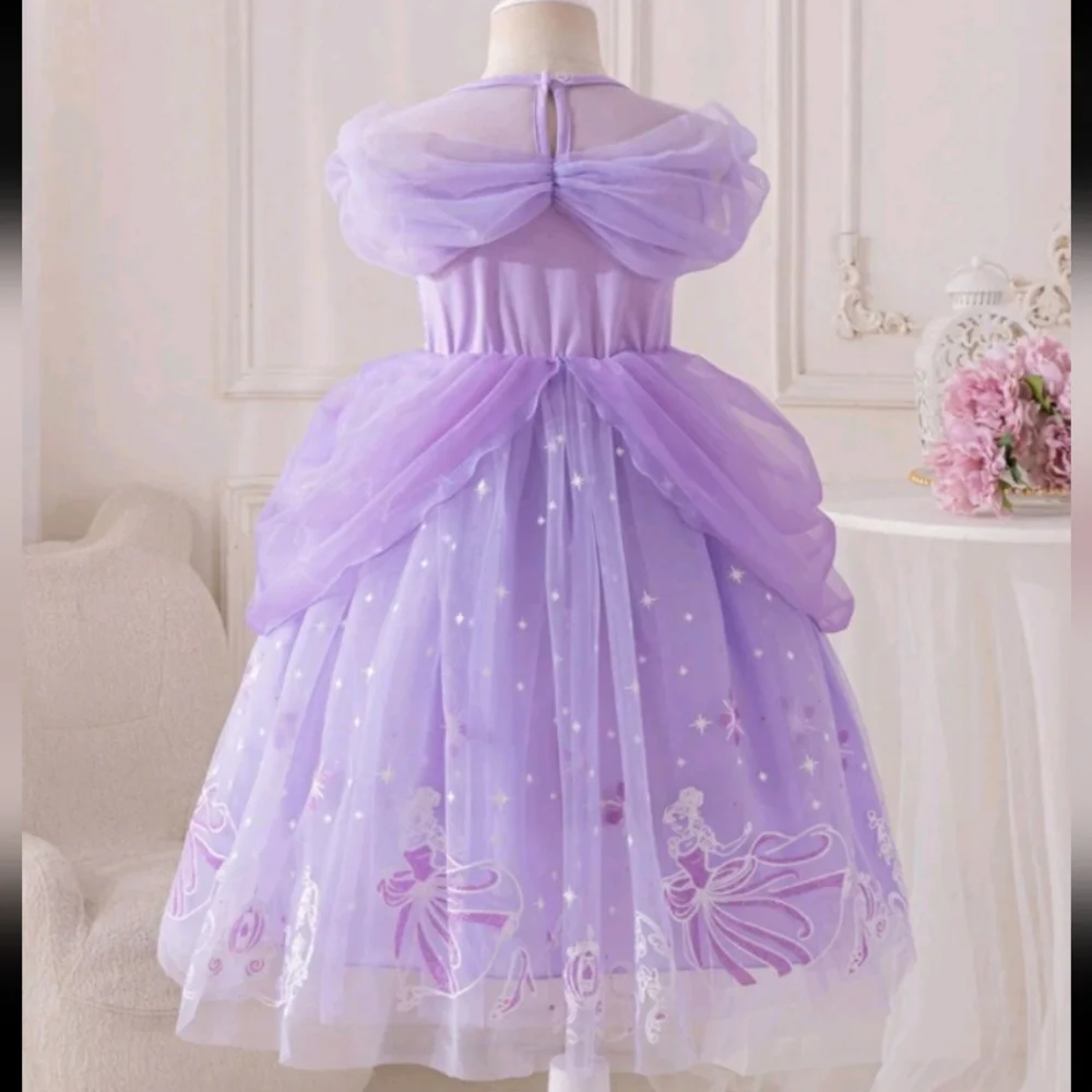 Purple Princess Dress with Tulle Overlay